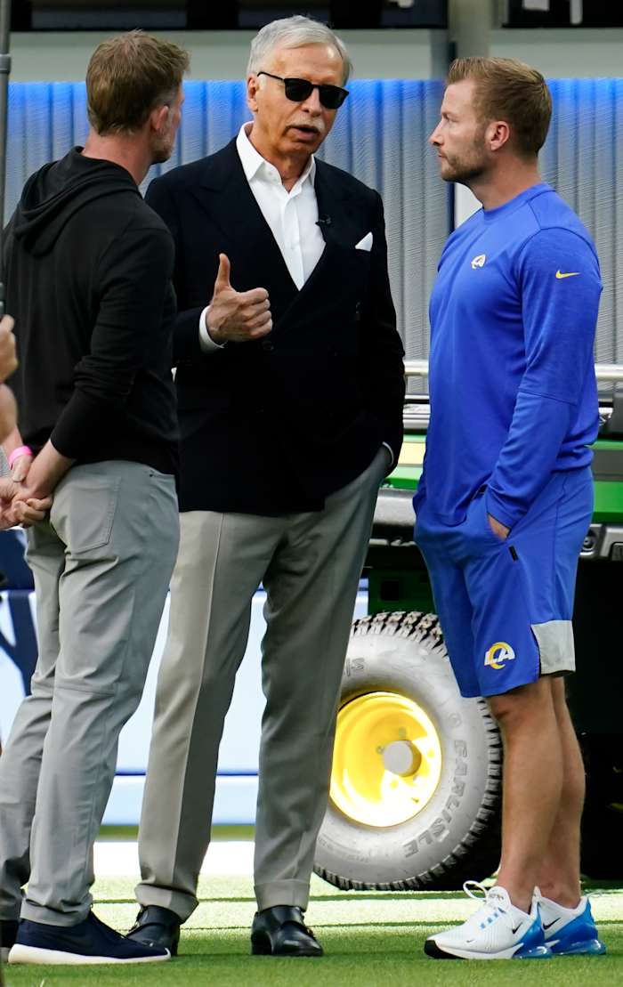Rams owner Stan Kroenke talks with GM Les Snead and head coach Sean McVay/USA Today